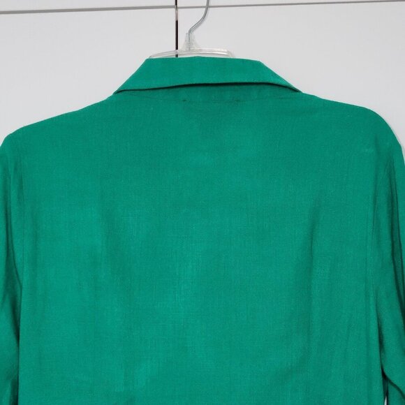 Rachel Zoe Wrap Dress Women's Size 6 Green Linen Blend Long Sleeves - Picture 7 of 12